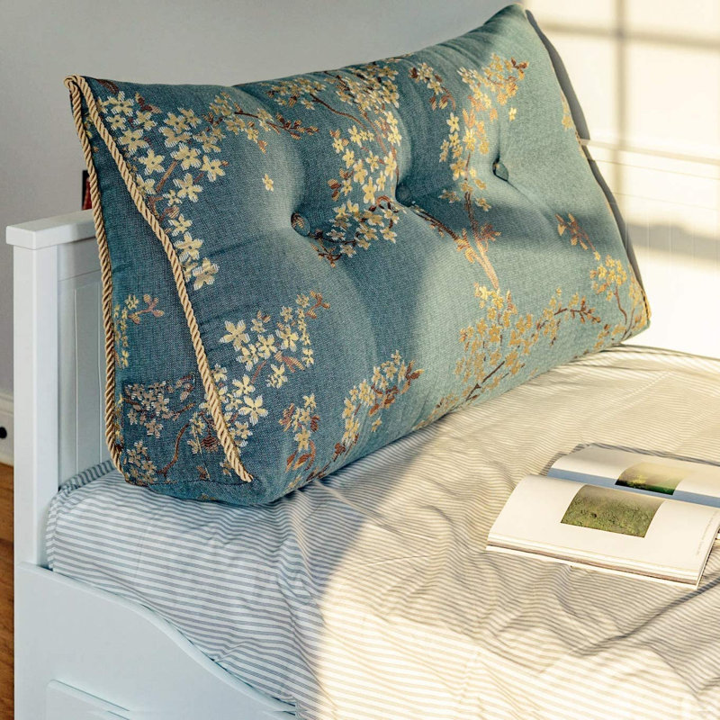 Floral Blue Rectangular Backrest Cushion, 50cm x 200cm