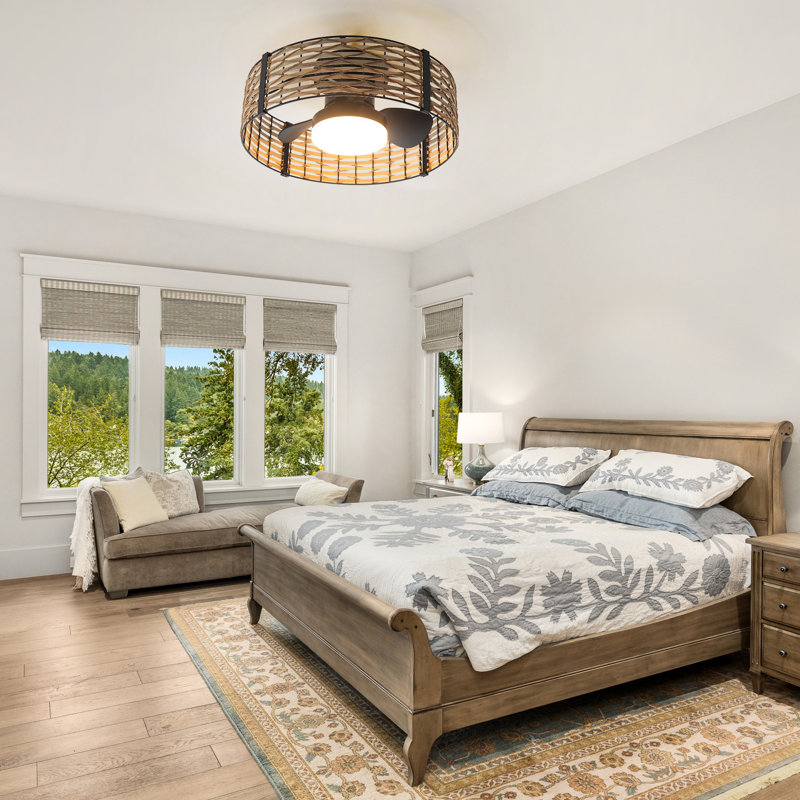 11.81cm Ceiling Fan with LED Lights, Natural Wood