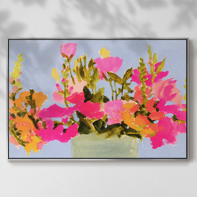 "Satiné Spring Blooms I", toile tendue avec châssis de qualité supérieure - prête à être accrochée, Argent