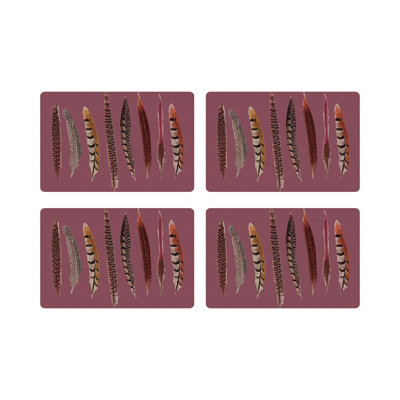 Pheasant Feathers Vegan Leather Rectangle Pebble Placemat