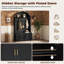 46.4" Arched Hall Tree with Bench, Farmhouse Entryway Mudroom Storage with Fluted Doors, 5 Metal Coat Hooks and Adjustable Shelves, Drop-Zone Organizer-129883666