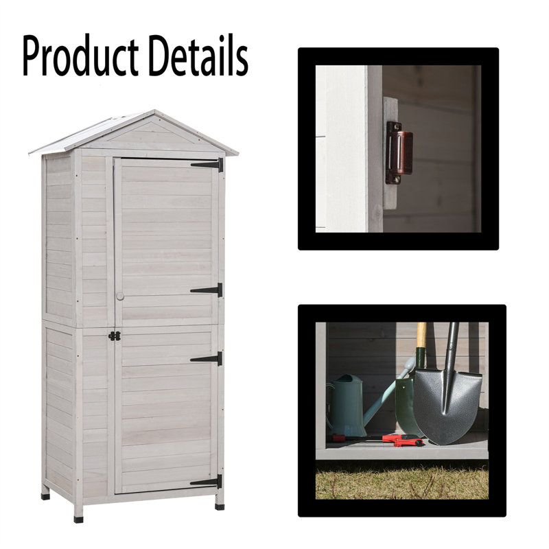 Outdoor 3 ft. W x 2 ft. D Solid Wood Storage Shed