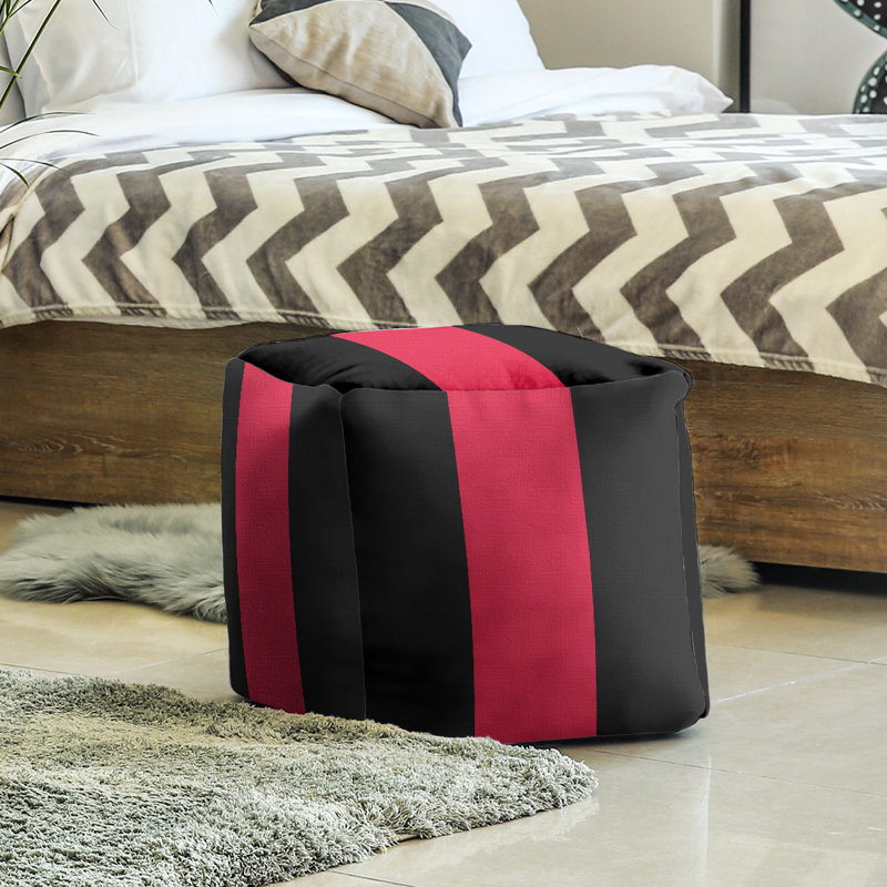 Upholstered Pouf, 13" H x 13" W x 13" D, Ottawa, Black/Rose