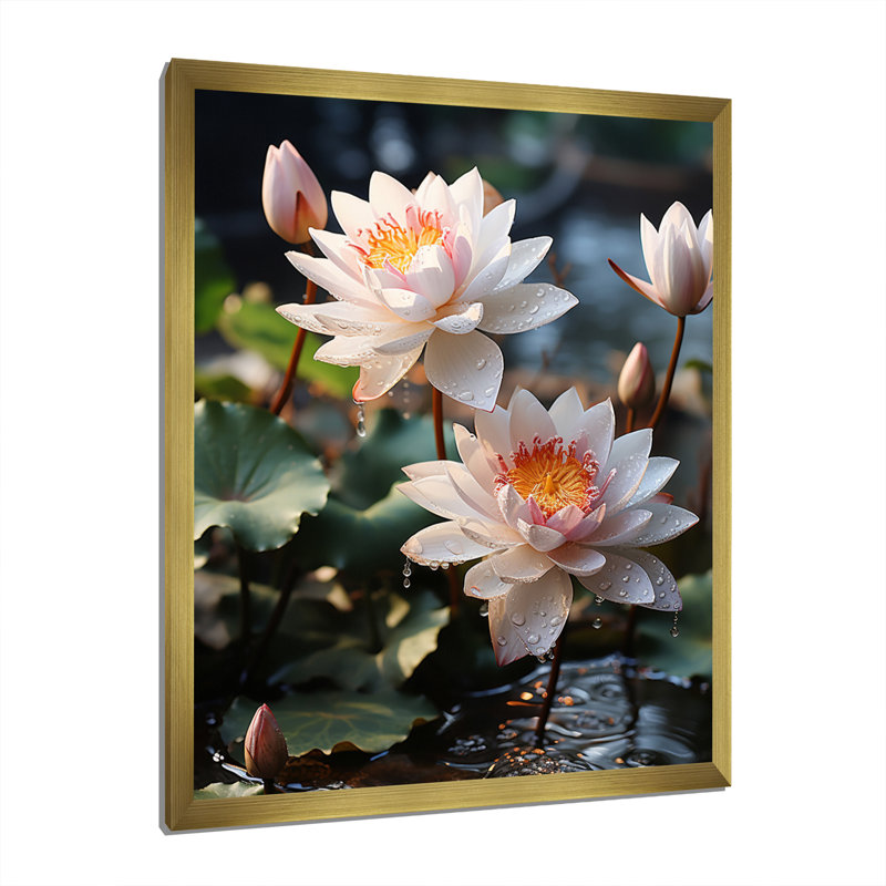 Pazar Égypte lotus sérénité I - impression, Encadrement doré, H 20 po x l 12 po x P 1 po