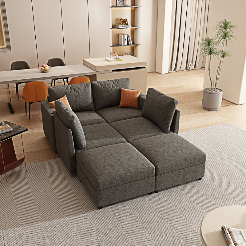 Canapé modulaire moderne avec fonction de rangement, Gris