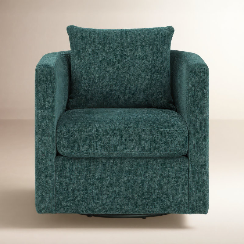 Fran Swivel Barrel Chair, Green Polyester