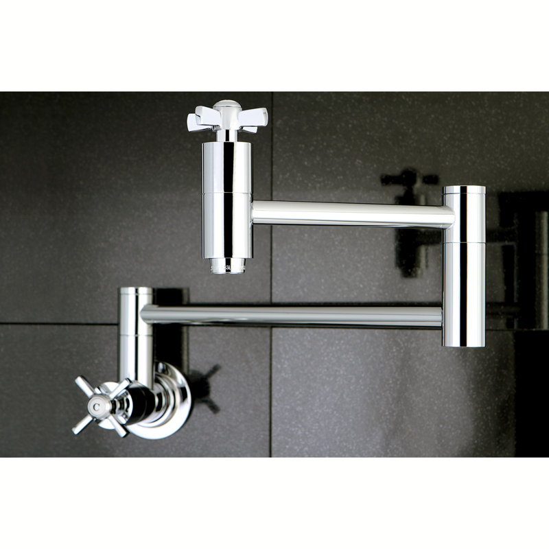 Kingston Brass Millennium Two-Handle 1-Hole Wall Mount Pot Filler Faucet, Polished Chrome
