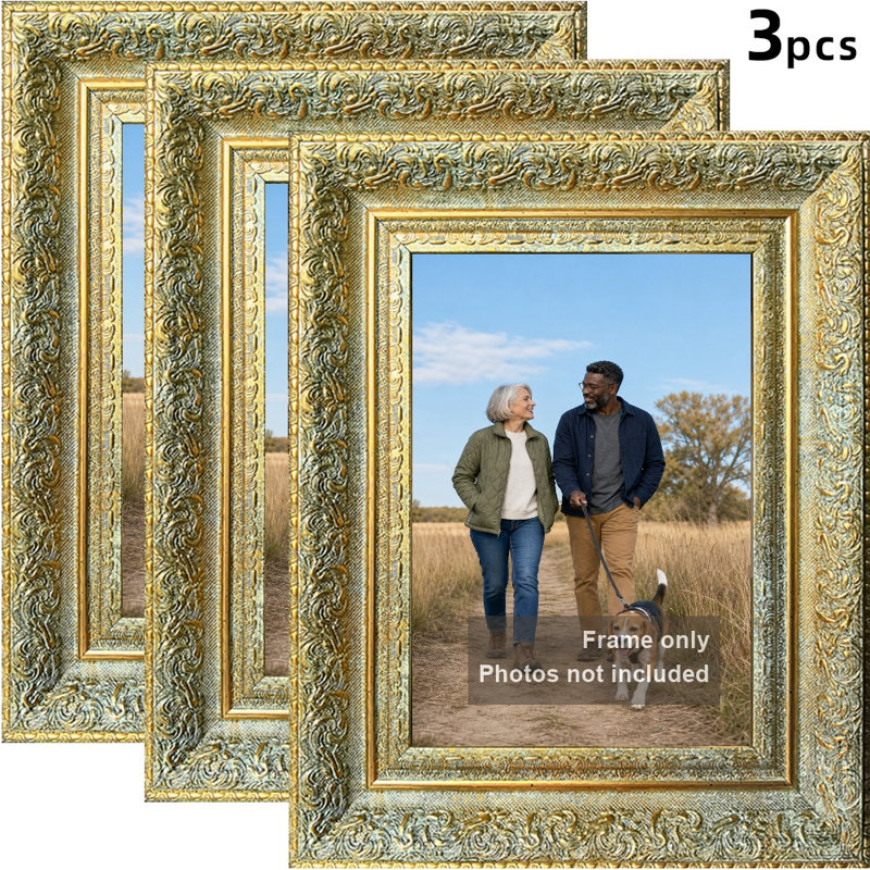 Cadre photo simple 3 pièces 11 "x 14" à forme rectangulaire classique or antique