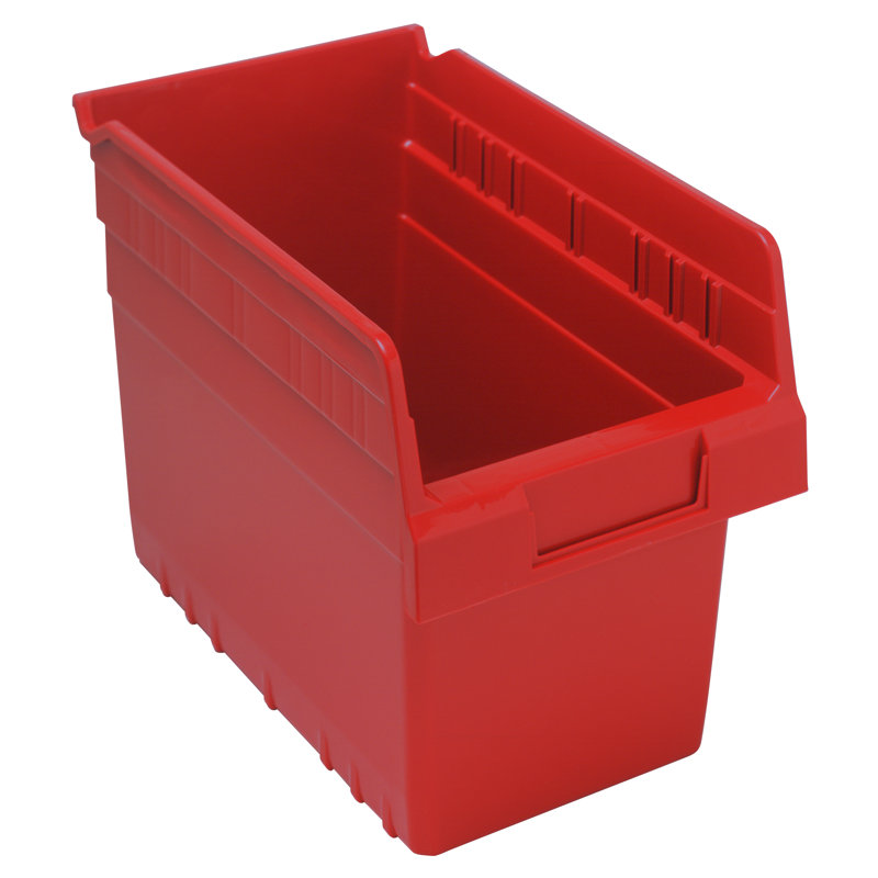 Economy Shelf Bin, nesting, 6-5/8"W x 11-5/8"L x 4"H, (7) divider slots, rear hanglock, molded-in label holder, polypropylene, , case of 30