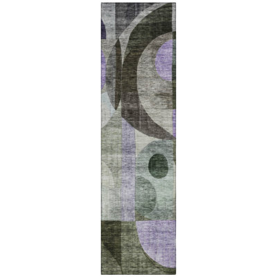 Machine Washable Indoor/Outdoor Segin ACN1117 Olive Rug