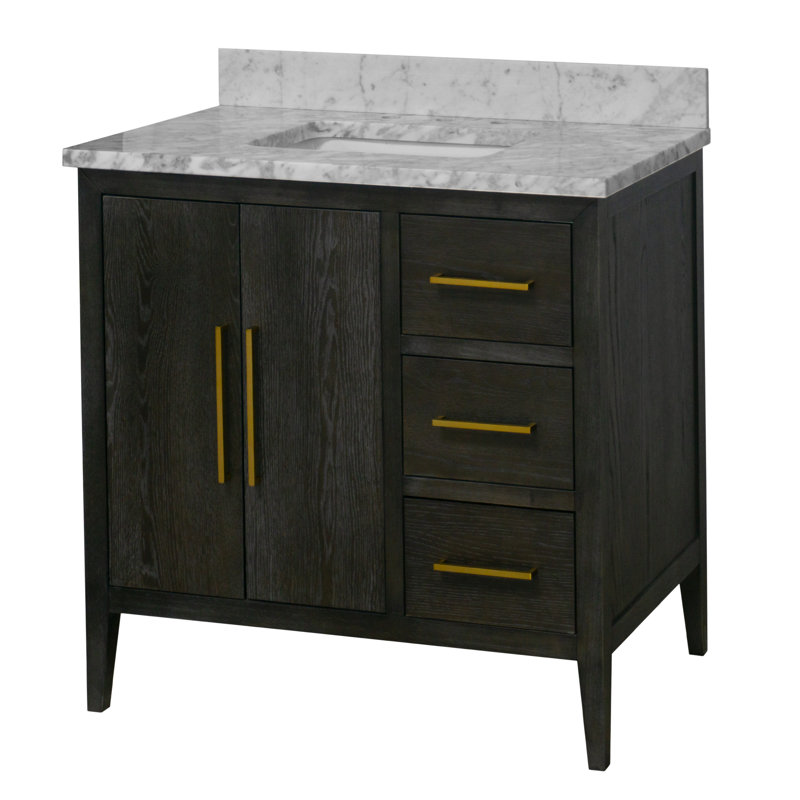 Calgary 36" Single Bathroom Vanity Set, Dark Oak