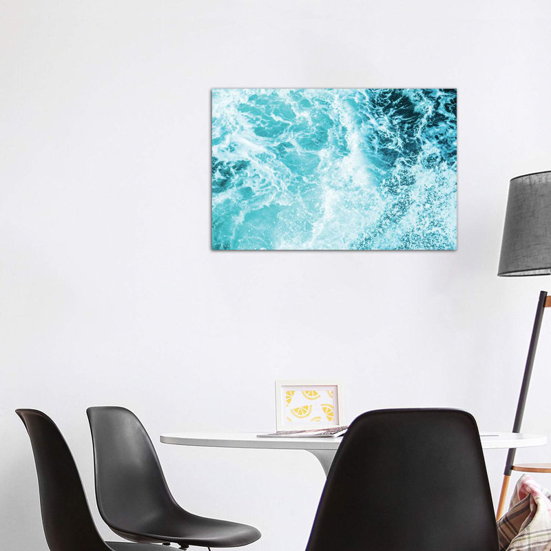 «Perfect Ocean Sea Waves» - Impression sur papier avec cadre flottant, Toile tendue, H 32 po x l 48 po x 1,5 po