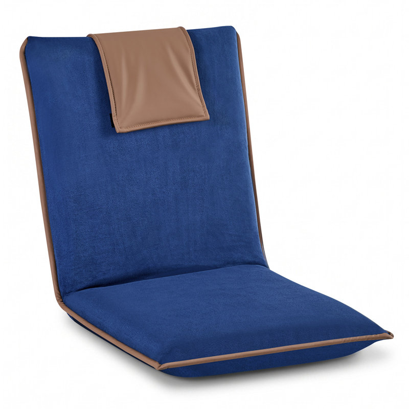 Floor Chair, 6 Adjustable Positions Folding Floor Gaming Chair with Back Support, Easy to Carry, Sturdy Metal Frame with Recycled Foam and Suede Fabric Surface, for Reading, Relaxing, Dark Blue