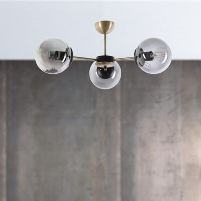 Lustre de style scandinave, 21,7 po de diamètre x 9,8 po de hauteur, fabrication 100% métal, finition cuivre et fumée | Peinture séchée au four, revêtement en culot, douille E27, 40 W maximum | Éclairage élégant pour les maisons modernes
