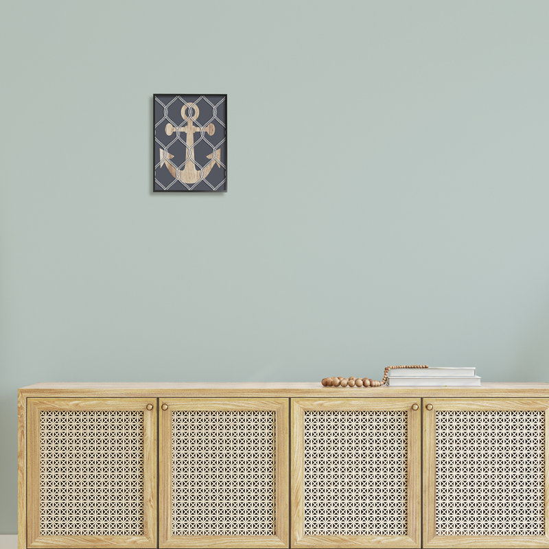 Art nautique, art giclée encadrée par ancre nautique par Lil 'Rue, Giclée encadrée noir minuit, H 14 po x l 11 po x P 1,5 po