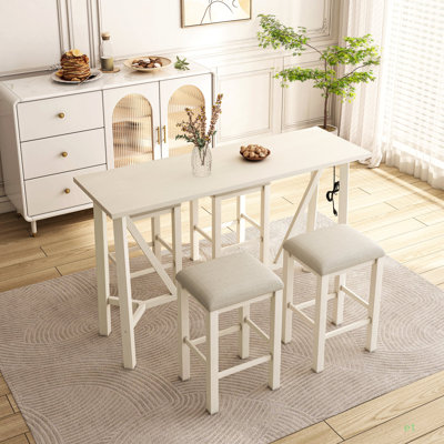 Ensemble de table de salle à manger moderne 5 pièces avec prises de courant, ensemble de table de bar avec tabourets rembourrés, assemblage facile