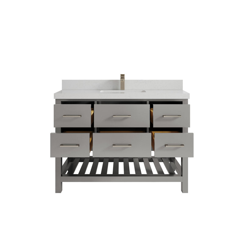 Parker 48'' Single Bathroom Vanity with Top, Carrara Quartz