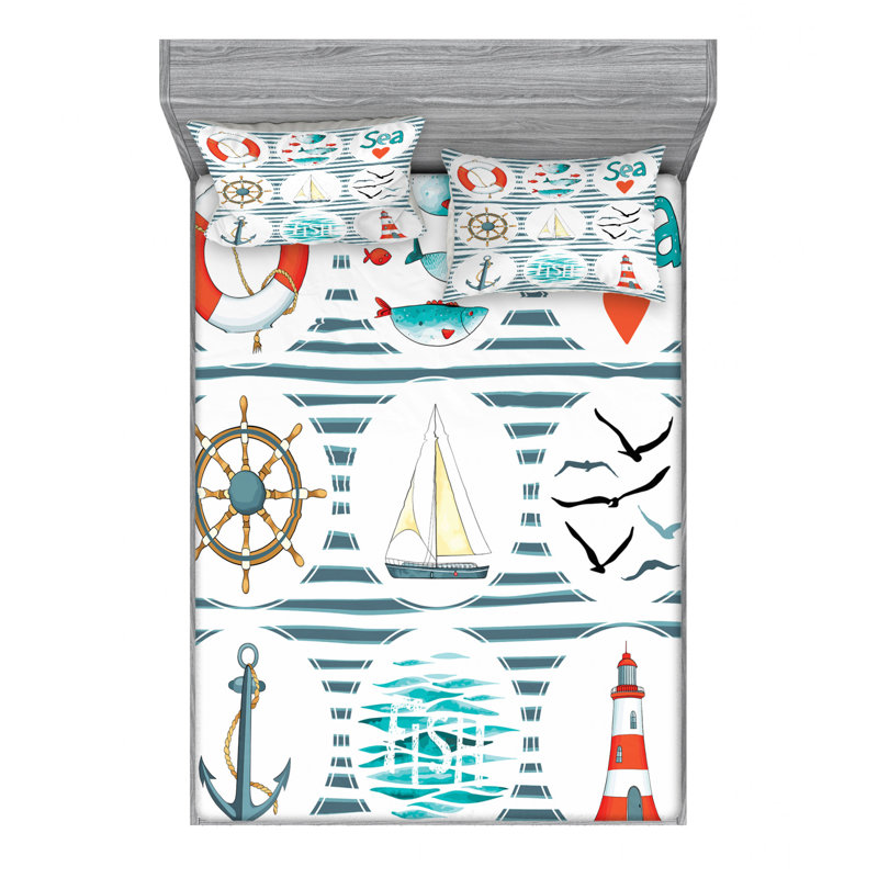 Microfiber Striped Sheet Set, Queen Sheet Set with Fitted Sheet