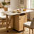 Folding Dining Table With Storage Cabinet & Shelves, Mobile Space-Saving Kitchen Table For Small Spaces