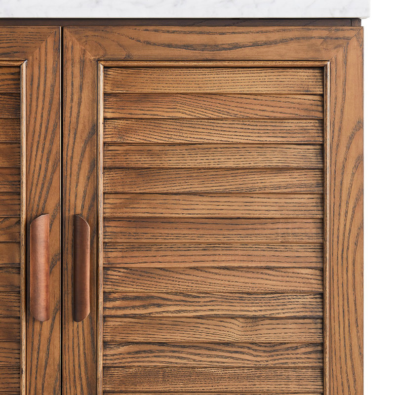 Lowell Woodgrain 48" Single Bathroom Vanity With Pure Quartz Top, Carrara Marble
