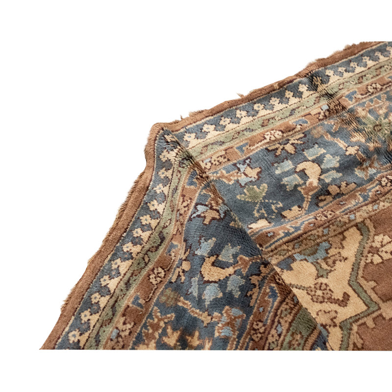 Wool Oriental Area Rug in Brown/Ivory/Blue