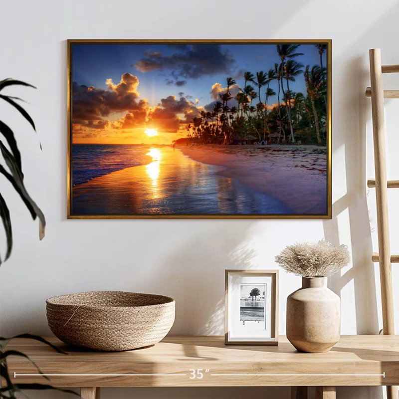 Le matin à Cancun Tommen, 25 po x 17 po, Cadre flottant doré