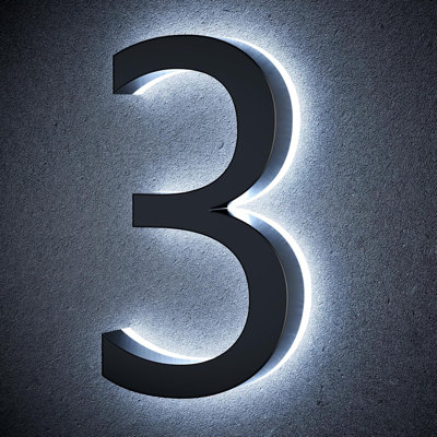 9 Inch Backlit House Numbers for Outside, Stainless Steel, LED Illuminated Home Address Number, Modern Lighted Address Signs for Houses, Restaurant, Waterproof