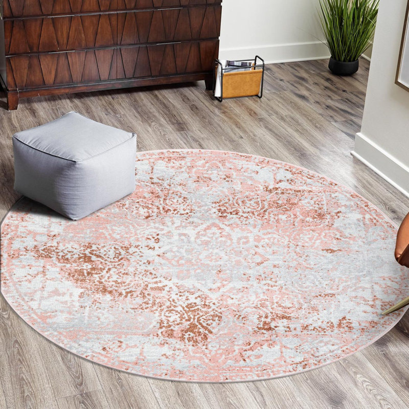 Tapis Langie Street® Vintage Massie - rose, Rond 3 pi 3 po