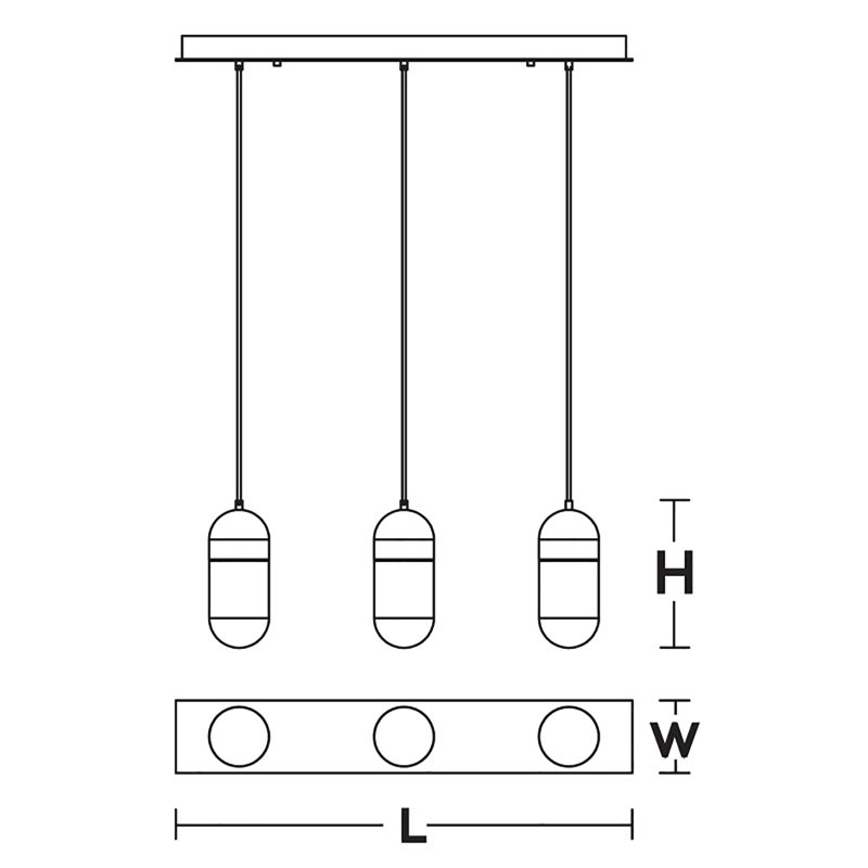 Luminaire suspendu linéaire 3 lumières Jamarra - 120V - 45W - 5 CCT, Noir