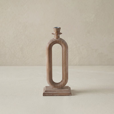 Porte-bougie en bois sculptural oval