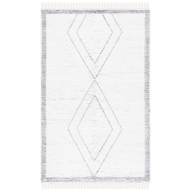 Anahli Hand Woven Cotton Geometric Rug, Rectangle 4' x 6'
