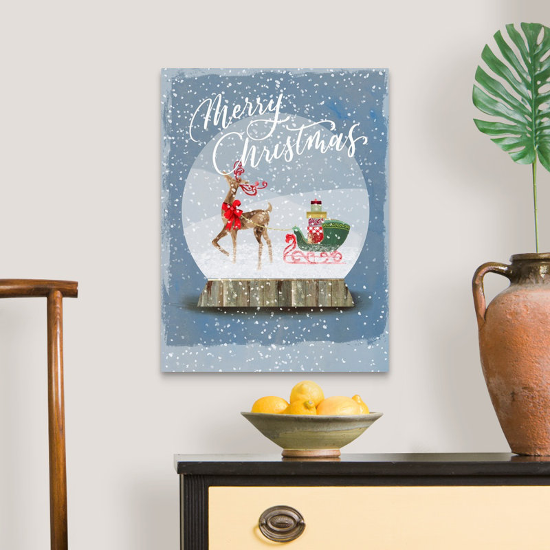 « Fêtes Snow globe I », reproduction d’art textuel sur toile, H 24 po x l 18 po x 1,25 po, Toile tendue