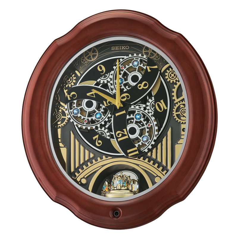 QXM392BRH Melodies In Motion Clock, Brown