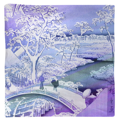 Serviette en coton 10 po meguro tambour et coucher de soleil hill Utagawa Hiroshige