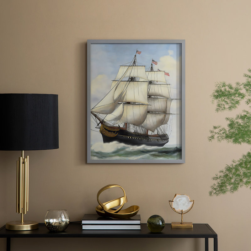 NAUTICAL Series LX, reproduction encadrée - bois massif, Gris, H 30 po x l 24 po