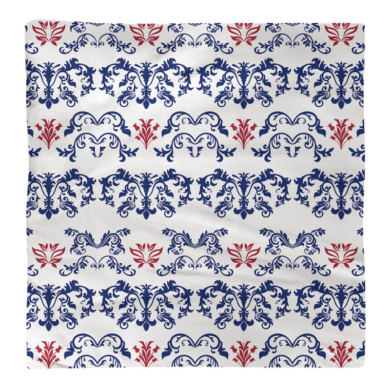 Damask Square Napkin, Dark Blue/White/Red, Polyester