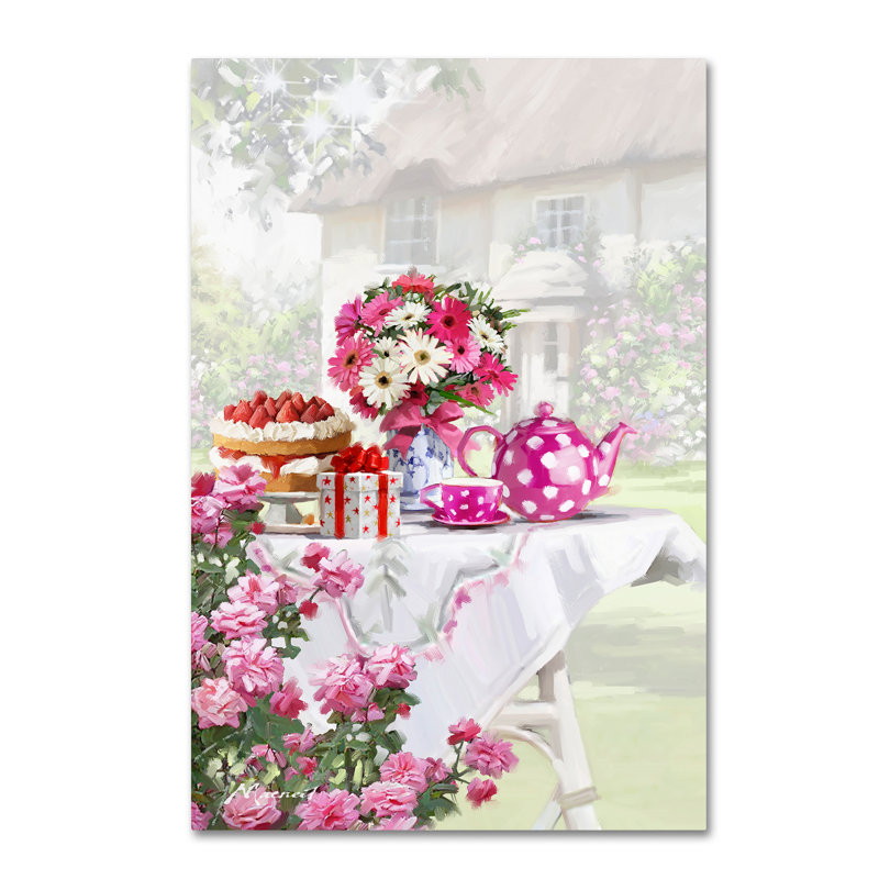Afternoon Tea Floral Still Life Canvas Wall Art