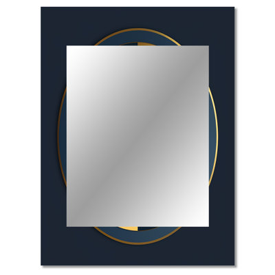 Sacramental Blue Minimal Sacred Geometry Seal II - Geometric Decorative Mirror, Modern Wall Mirror, Printed Metal Art