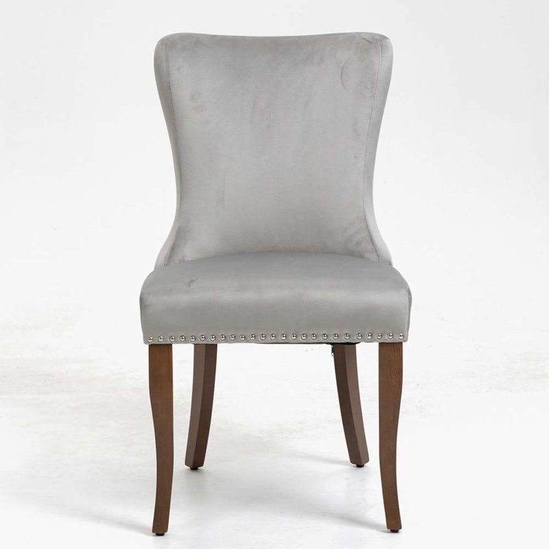 Chaise d'appoint rembourrée en velours Ellias, gris