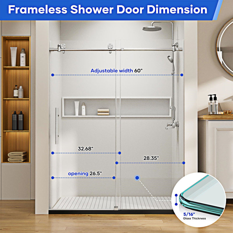 Porte de douche coulissante simple sans cadre