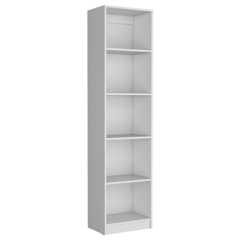 5-Shelf Bookcase In White - Practical & Elegant Home Storage Modern With 5 Shelves Organization