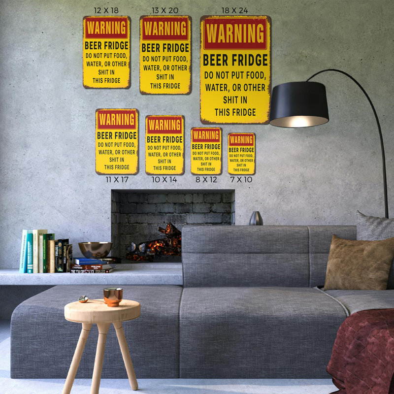 Warning Beer Fridge Do Not Put Other Stuff In It Vintage Style 8 Inch x 12 Inch Plastic Sign Bottles Only Hands Off Perfect for Garages Kitchens Man Caves Fun Gift for Beer Lovers Roommates Friends