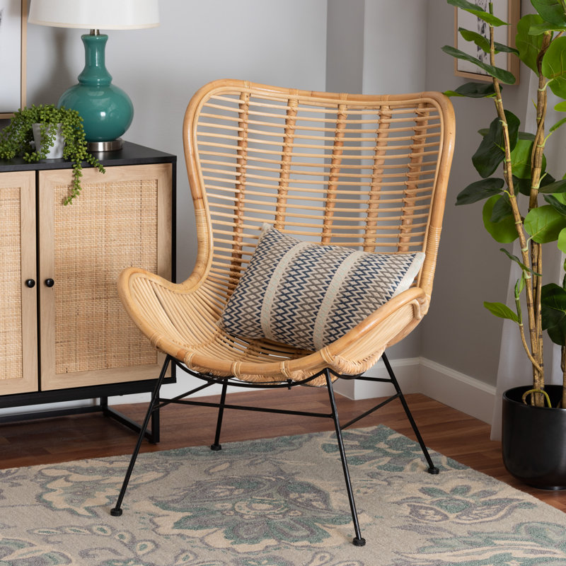 Fauteuil d'appoint en rotin Greta, Brun naturel
