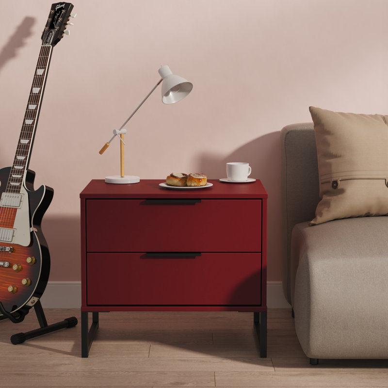 Bisceglia End Table, Red/Black