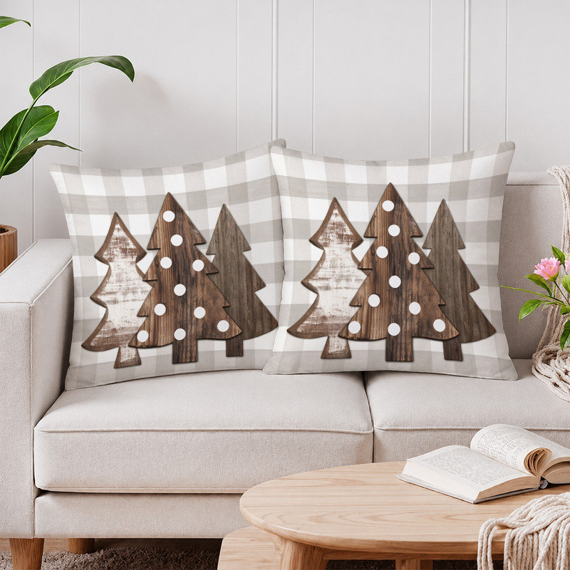 Polyester Pillowcase, Arbres gris-brun