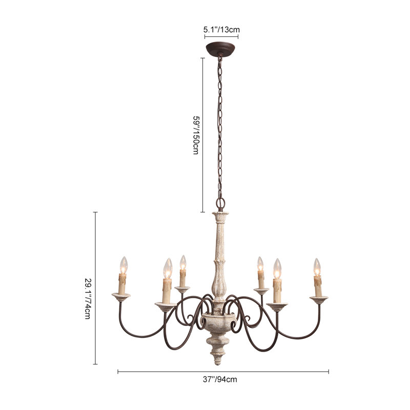 Buckner 6 - Light Iron Dimmable Chandelier