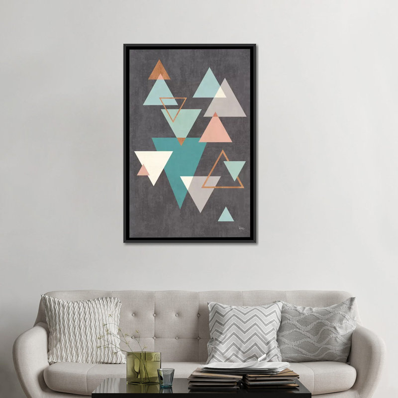 «Abstract Geo II Black», impression sur toile, H 60 po x l 40 po x P 1,5 po, Toile encadrée noire, Pas de tapis