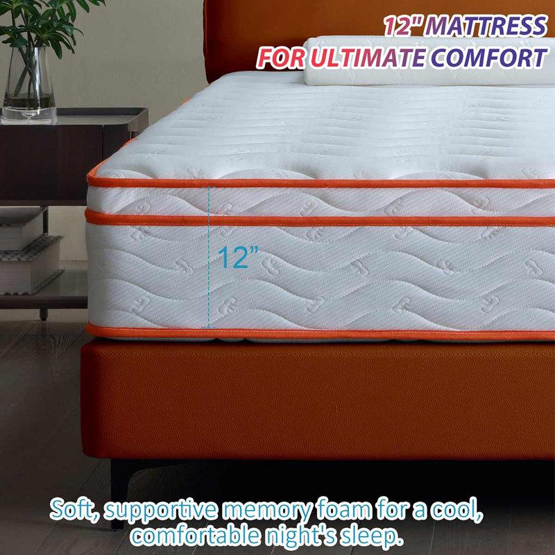 Hybrid Memory Foam Mattress In A Box With Pocket Spring Pressure Relief Medium Firm Mattresses, Full, 12"