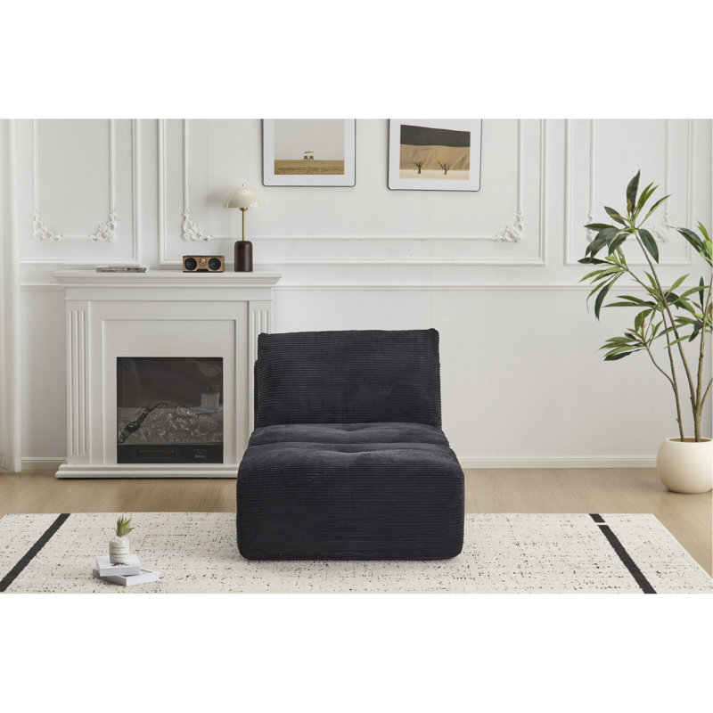 Chaise longue simple en mousse mémoire, recouverte de velours côtelé à motifs animaux, pour salon. Montage facile, déportable, rembourrage épais, combinaison personnalisable, noir moderne compressé avec motifs animaux.
