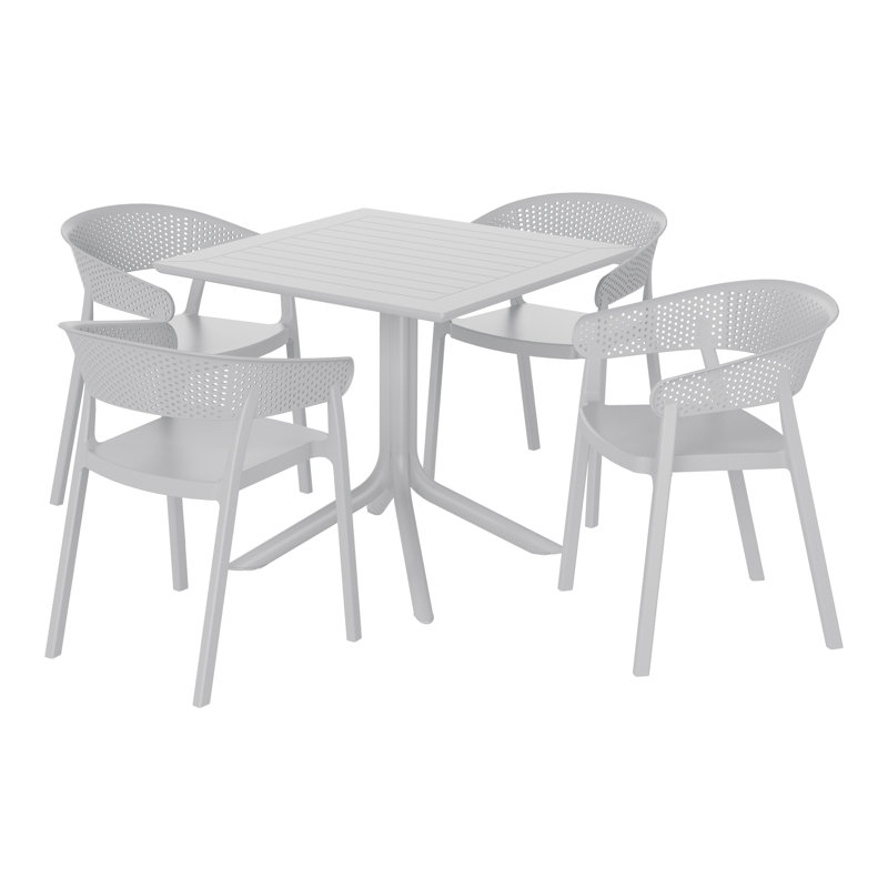 4-Person Outdoor Square Dining Set, Gray